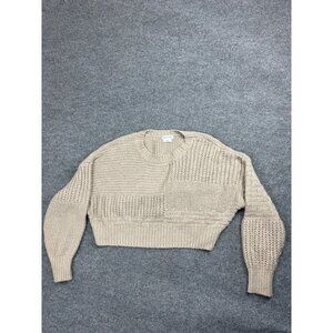 Ciaopanic Typy Sweater Women's One Size Beige Pullover Mixed Chunky Knit Crop